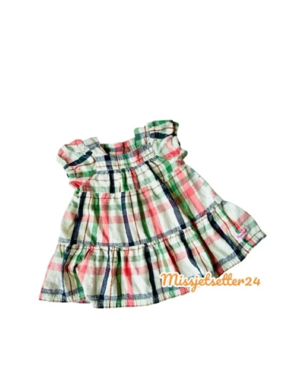 Rufflebutts Plaid Pink Green Blue Dress 6-12 months